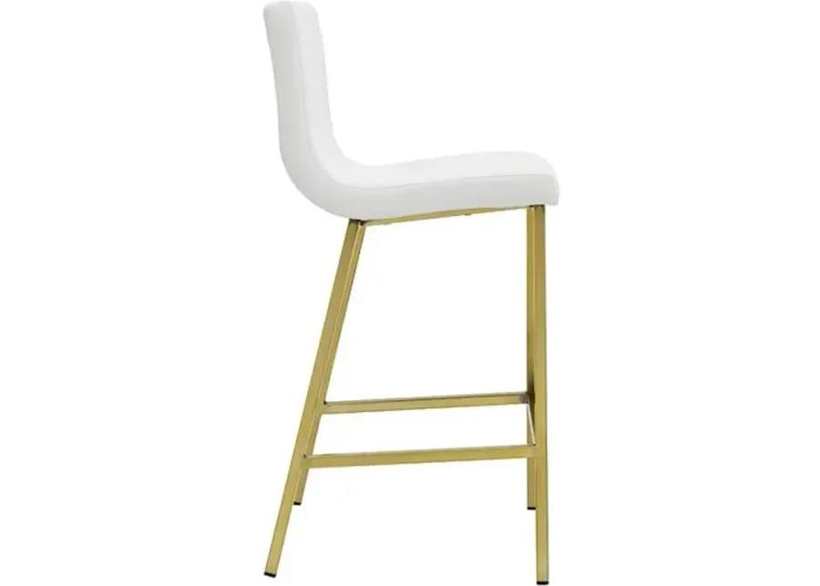 Set of 2 Mia Counter Stools - Gold/White Faux Leather