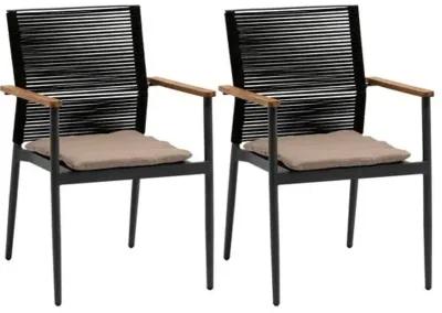 Set of 2 Moda Rope Outdoor Armchairs - Black