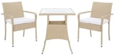 Livia 3-Pc Outdoor Dining Set - Natural/White