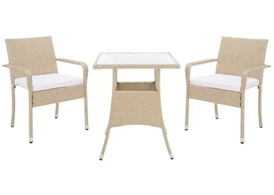 Livia 3-Pc Outdoor Dining Set - Natural/White