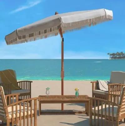 Frenchy Fringe Outdoor Beach Umbrella - White