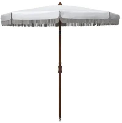 Frenchy Fringe Outdoor Beach Umbrella - White