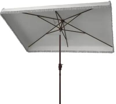 Roma Fringe Outdoor Rectangle Patio Umbrella - White