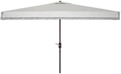 Roma Fringe Outdoor Rectangle Patio Umbrella - White