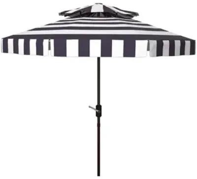 Rita Double-Top Outdoor Patio Umbrella - Navy/White Stripe - Blue