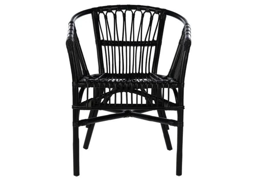 Set of 2 Bruno Rattan Accent Chairs - Black, Comfortable, Durable