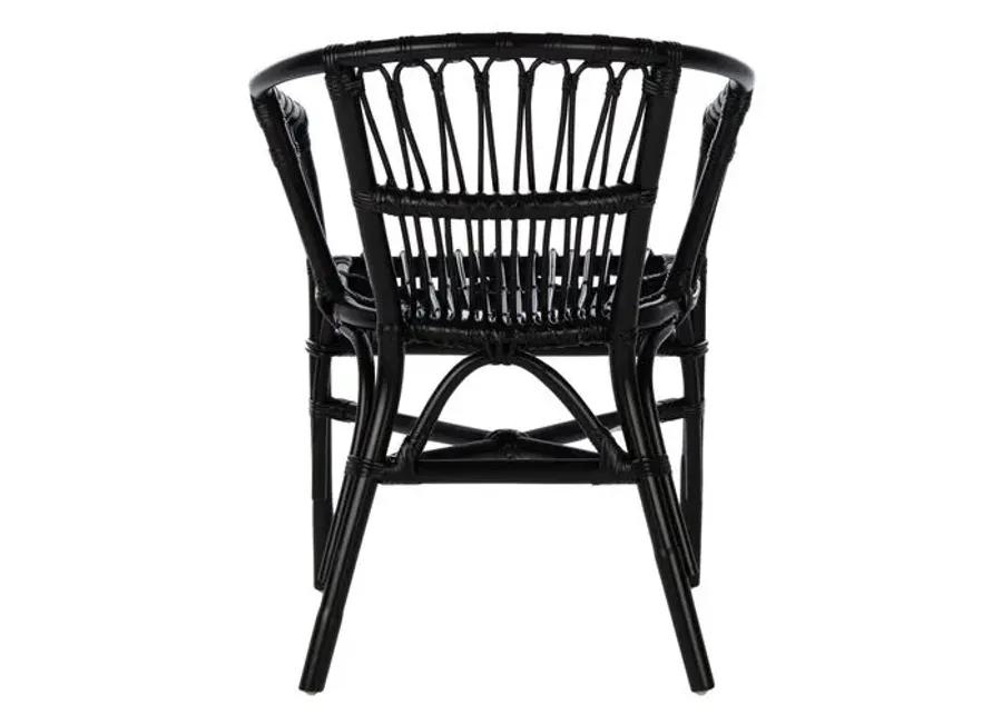 Set of 2 Bruno Rattan Accent Chairs - Black, Comfortable, Durable