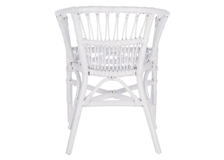 Set of 2 Bruno Rattan Accent Chairs - White, Comfortable, Durable