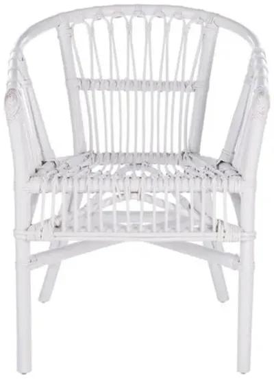 Set of 2 Bruno Rattan Accent Chairs - White, Comfortable, Durable