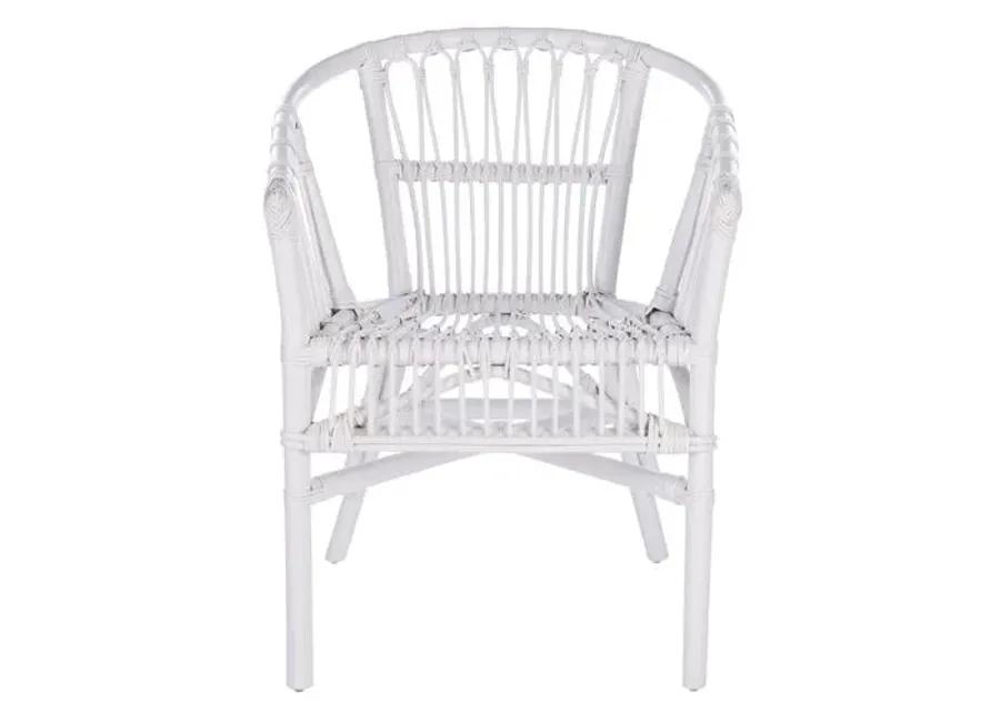 Set of 2 Bruno Rattan Accent Chairs - White, Comfortable, Durable