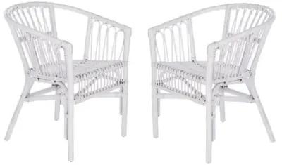 Set of 2 Bruno Rattan Accent Chairs - White, Comfortable, Durable