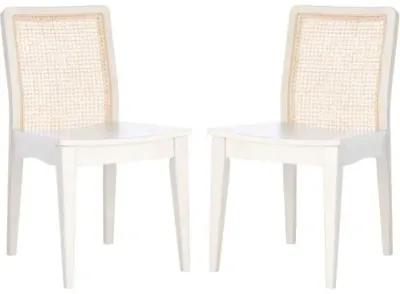 Set of 2 Stefania Rattan Dining Chairs - White