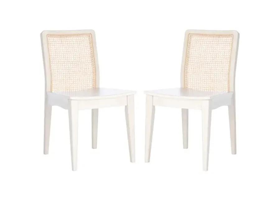 Set of 2 Stefania Rattan Dining Chairs - White