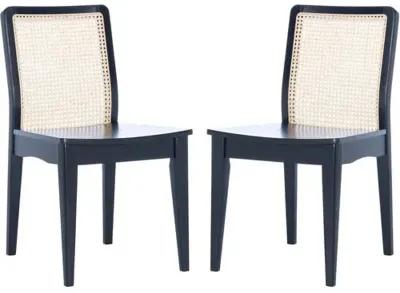 Set of 2 Stefania Rattan Dining Chairs - Black