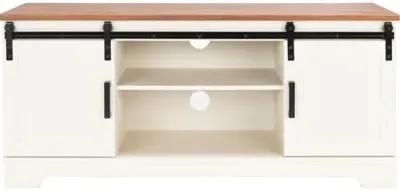 Damarion Media Stand - Whitewash/Walnut