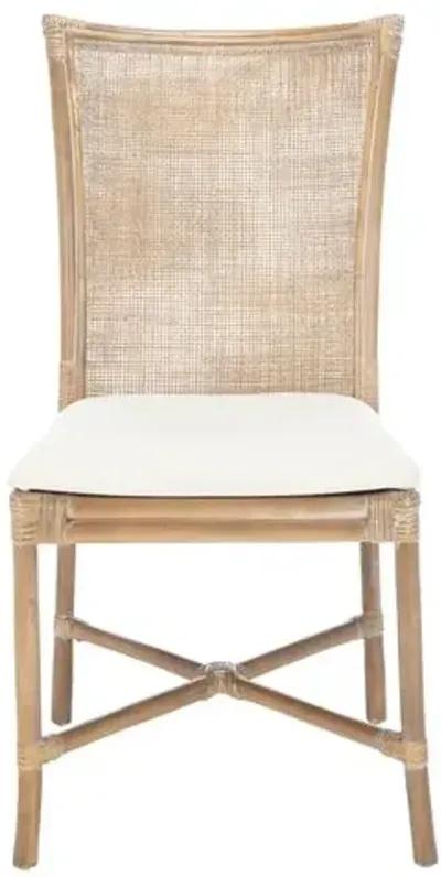 Set of 2 Aleksandra Rattan Accent Chairs - Gray - White, Comfortable, Durable, Cushioned