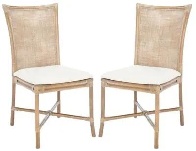 Set of 2 Aleksandra Rattan Accent Chairs - Gray - White, Comfortable, Durable, Cushioned