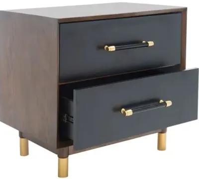 Poppy 2-Drawer Nightstand - Walnut/Black