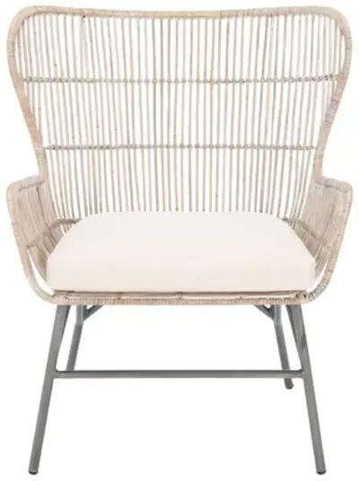 Bree Rattan Accent Chair - Gray Whitewash - Beige, Comfortable, Durable, Cushioned