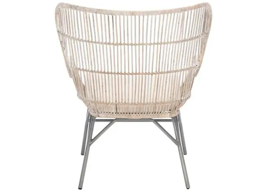 Bree Rattan Accent Chair - Gray Whitewash - Beige, Comfortable, Durable, Cushioned