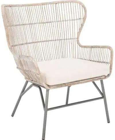 Bree Rattan Accent Chair - Gray Whitewash - Beige, Comfortable, Durable, Cushioned