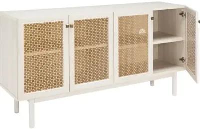 Brielle 4-Door Console/Media Stand - White/Gold Mesh