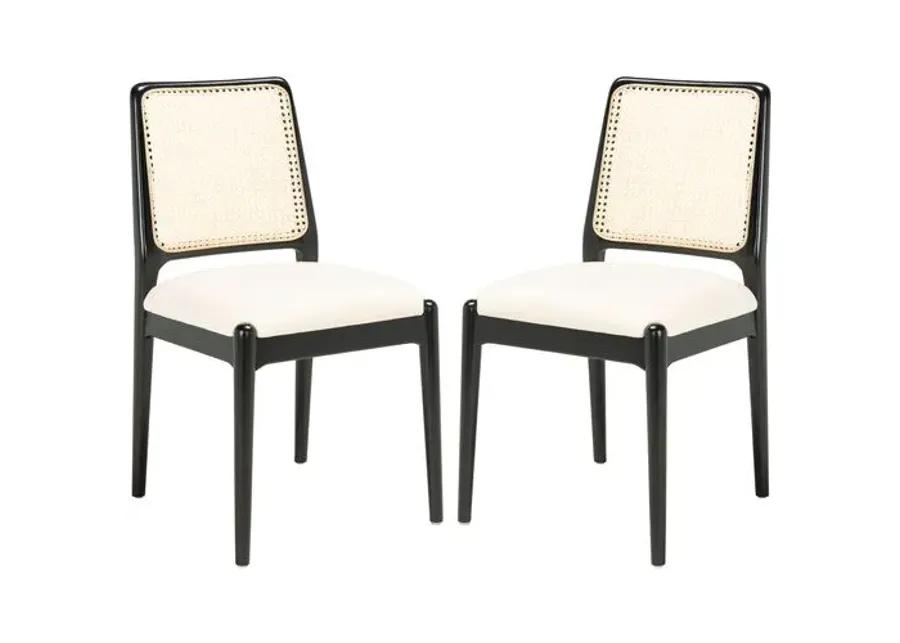 Set of 2 Opal Rattan Dining Chairs - Black/White