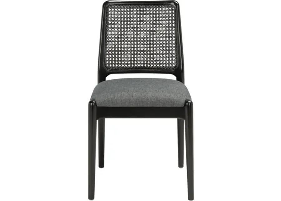 Set of 2 Opal Rattan Dining Chairs - Black/Gray