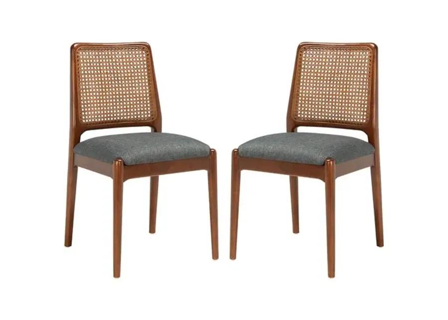 Set of 2 Opal Rattan Dining Chairs - Brown/Gray