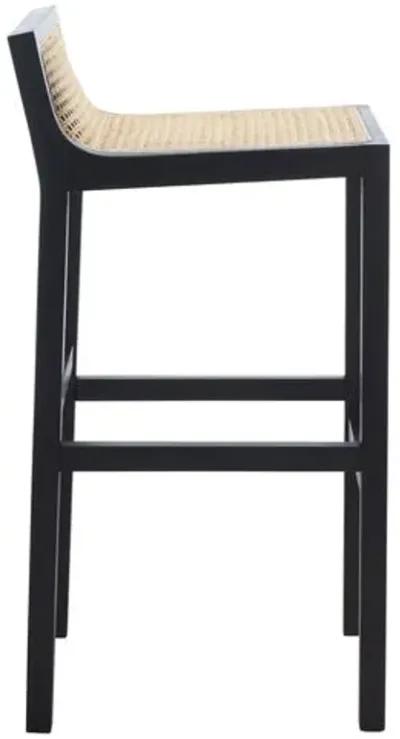 Addison Low Back Cane Barstool - Black