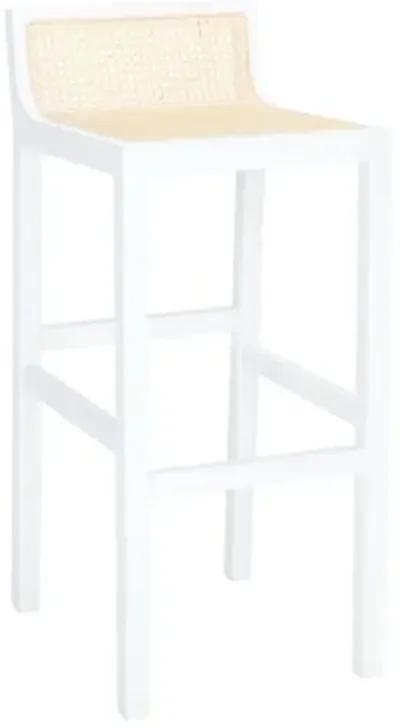 Addison Low Back Cane Barstool - White