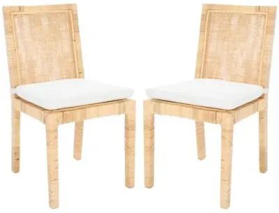 Set of 2 Nicola Cane Dining Chairs - Natural - White