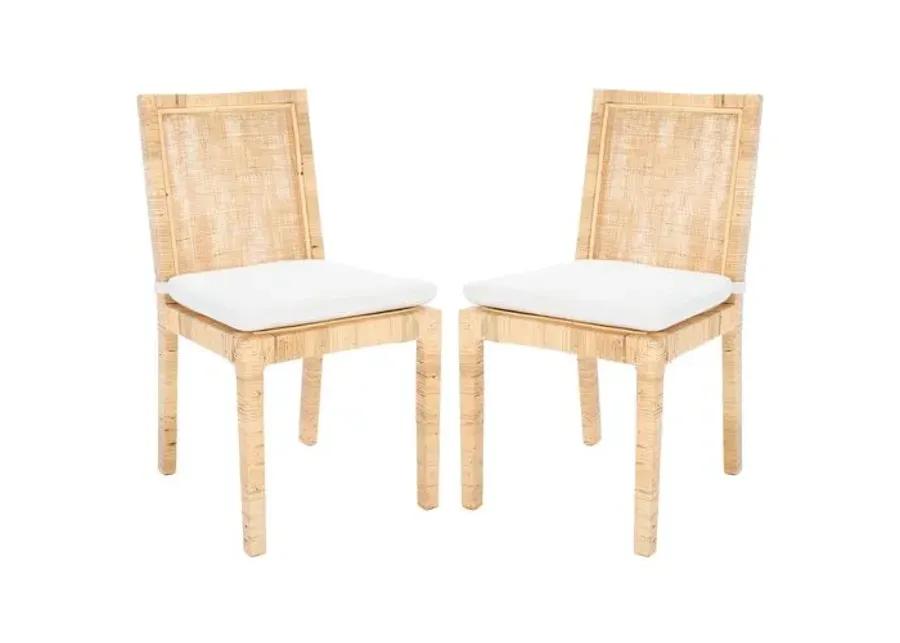 Set of 2 Nicola Cane Dining Chairs - Natural - White