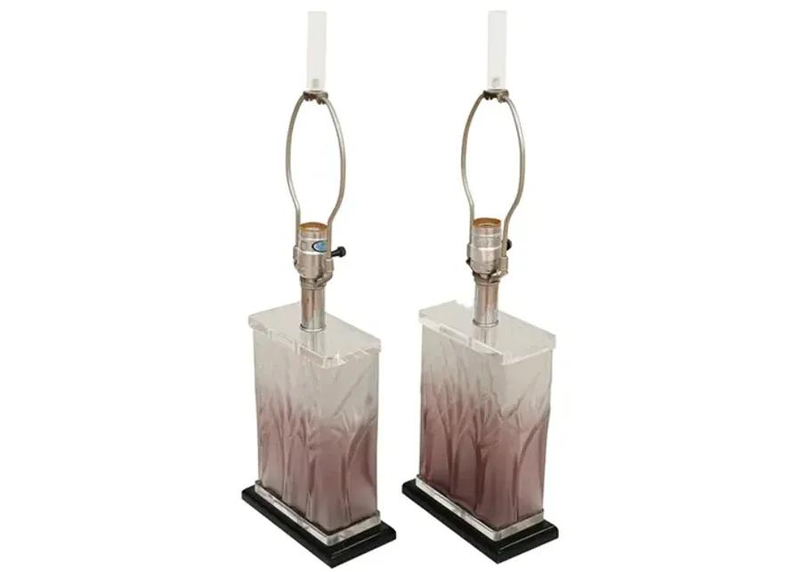 Purple Lucite Table Lamps - a Pair - Interesting Things