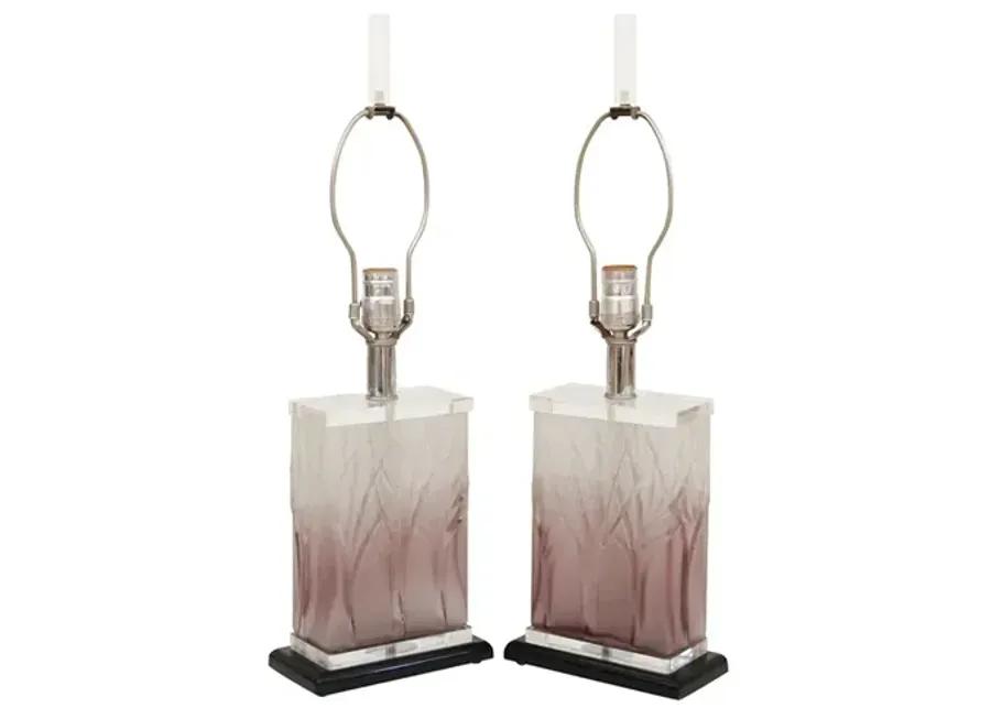 Purple Lucite Table Lamps - a Pair - Interesting Things