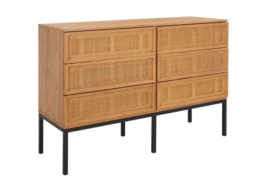 Miranda 6-Drawer Rattan Dresser - Natural - Beige