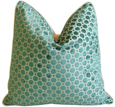 Emerald Green Geometric Velvet Pillow