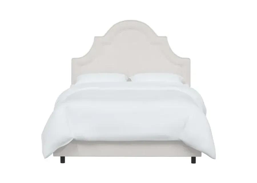 Kennedy Velvet Arched Bed - White, Mattress & Box Spring Required, Velvet Uplhostery, Headboard Padding, Comfortable, Durable