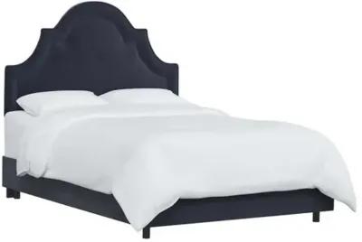 Kennedy Velvet Arched Bed - Blue, Mattress & Box Spring Required, Velvet Uplhostery, Headboard Padding, Comfortable, Durable