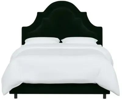 Kennedy Velvet Arched Bed - Green, Mattress & Box Spring Required, Velvet Uplhostery, Headboard Padding, Comfortable, Durable