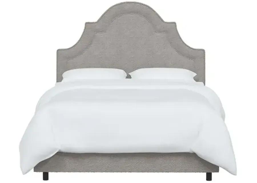 Kennedy Boucle Arched Bed - Gray, Mattress & Box Spring Required, Headboard Padding, Comfortable, Durable