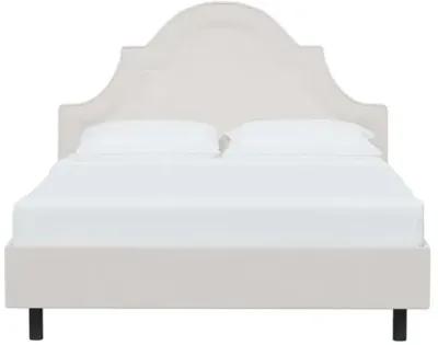 Kennedy Velvet Arched Platform Bed - White, No Box Spring Required, Upholstered, Comfortable & Durable