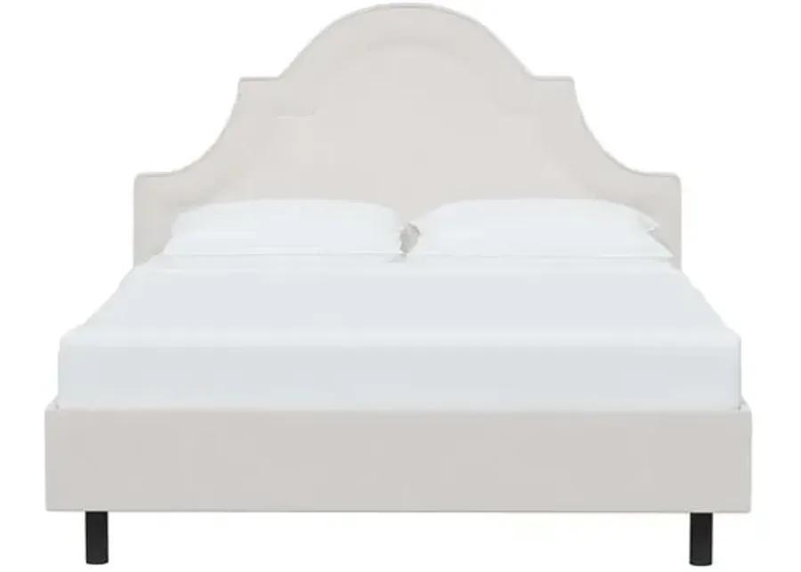 Kennedy Velvet Arched Platform Bed - White, No Box Spring Required, Upholstered, Comfortable & Durable