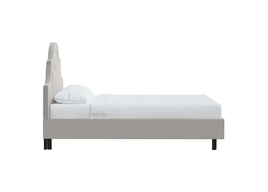 Kennedy Velvet Arched Platform Bed - Gray, No Box Spring Required, Upholstered, Comfortable & Durable