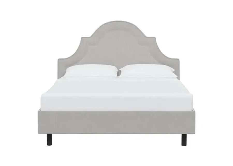 Kennedy Velvet Arched Platform Bed - Gray, No Box Spring Required, Upholstered, Comfortable & Durable