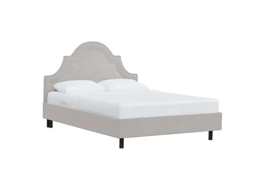 Kennedy Velvet Arched Platform Bed - Gray, No Box Spring Required, Upholstered, Comfortable & Durable