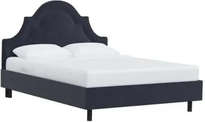 Kennedy Velvet Arched Platform Bed - Blue, No Box Spring Required, Upholstered, Comfortable & Durable