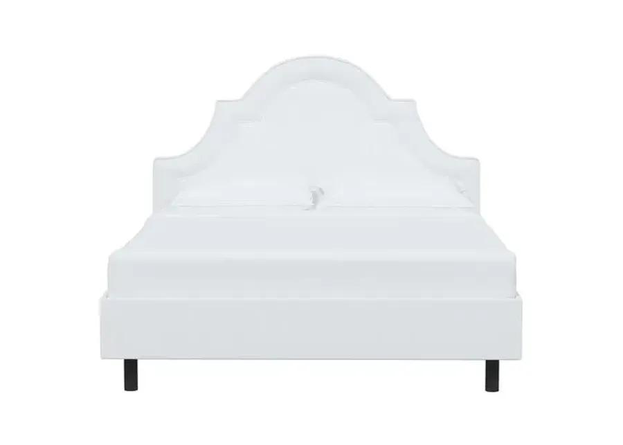 Kennedy Linen Arched Platform Bed - White, No Box Spring Required, Comfortable & Durable