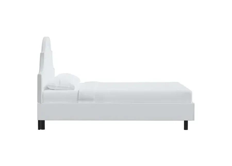 Kennedy Linen Arched Platform Bed - White, No Box Spring Required, Comfortable & Durable