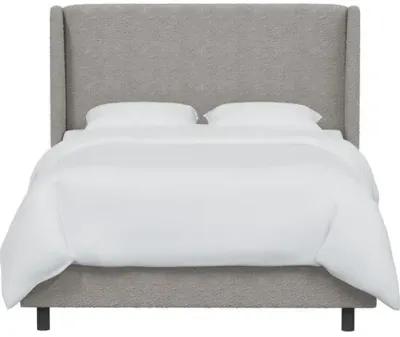 Kelly Bouclé Wingback Bed - Gray, Mattress, Box Spring Required, Comfortable, Durable